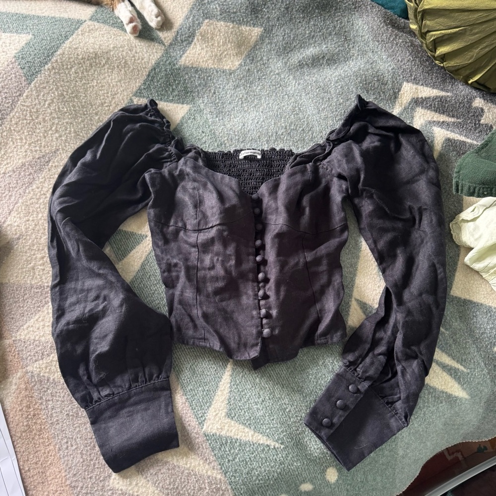 Reformation Linen Top Black 4